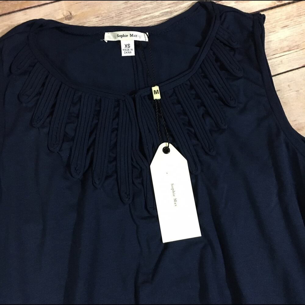 Sophie Max Womens Tank Top Size XS Germaine Trapeze Navy Blue Swing NEW - Picture 7 of 11